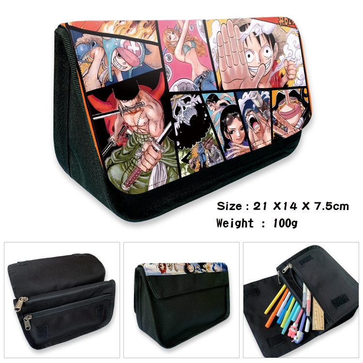 One Piece Velcro canvas zipper pencil case Pencil Bag 21×14×7.5cm