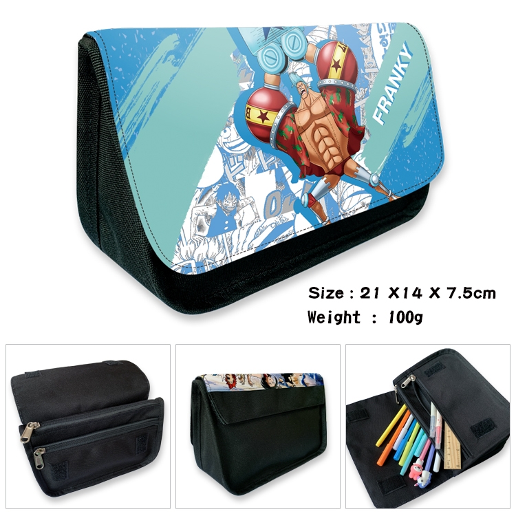 One Piece Velcro canvas zipper pencil case Pencil Bag 21×14×7.5cm