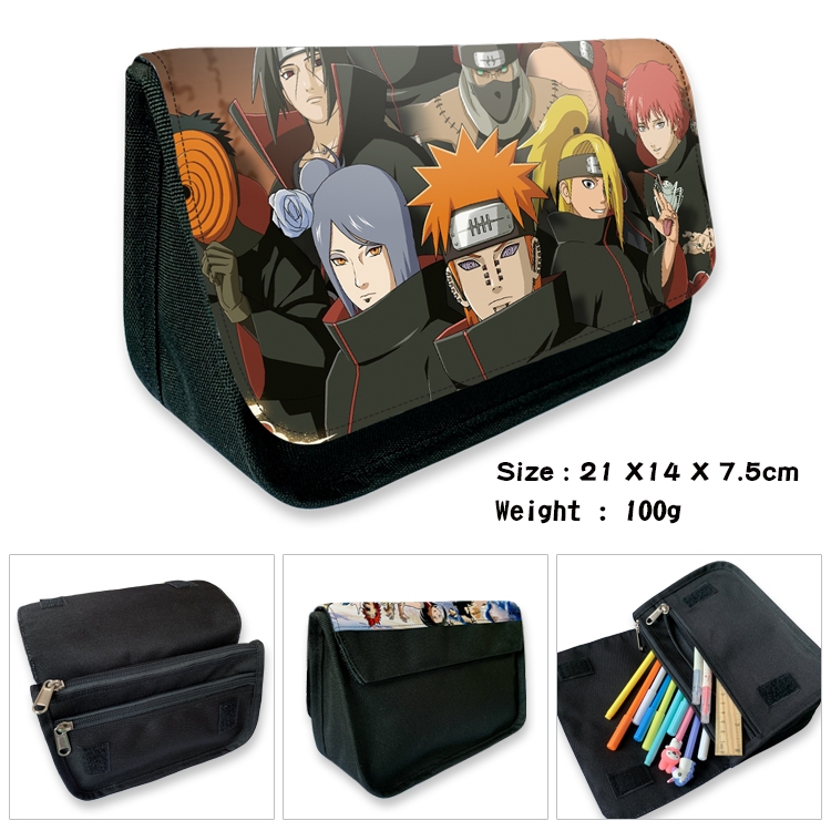 Naruto Velcro canvas zipper pencil case Pencil Bag 21×14×7.5cm