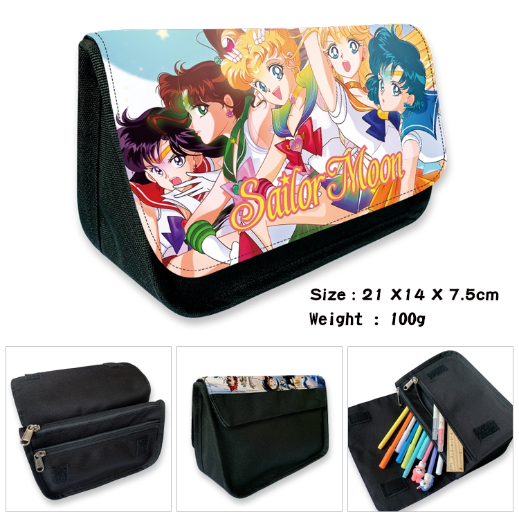 sailormoon Velcro canvas zipper pencil case Pencil Bag 21×14×7.5cm