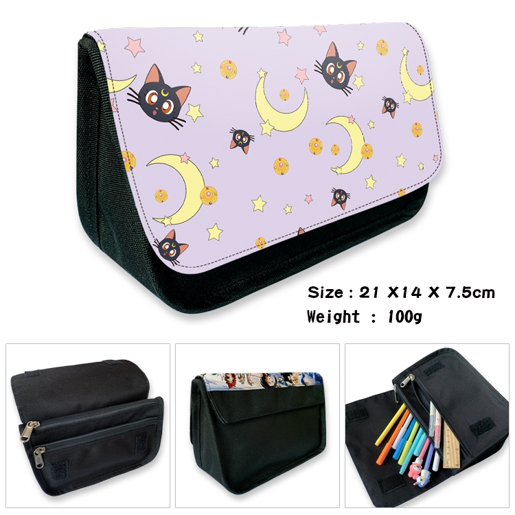 sailormoon Velcro canvas zipper pencil case Pencil Bag 21×14×7.5cm