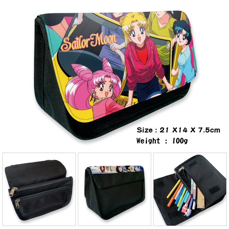 sailormoon Velcro canvas zipper pencil case Pencil Bag 21×14×7.5cm