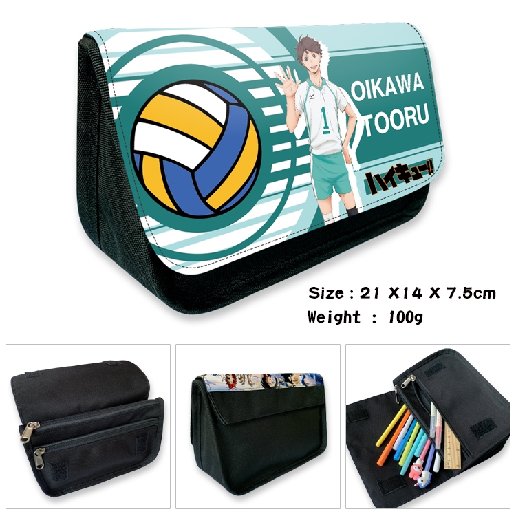 Haikyuu!! Velcro canvas zipper pencil case Pencil Bag 21×14×7.5cm