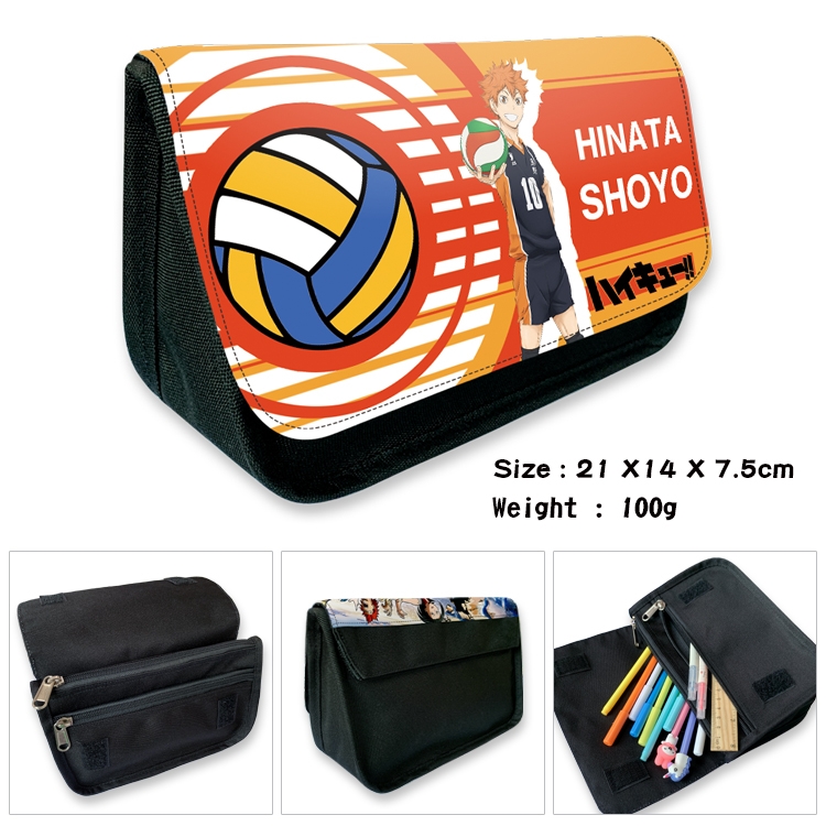 Haikyuu!! Velcro canvas zipper pencil case Pencil Bag 21×14×7.5cm