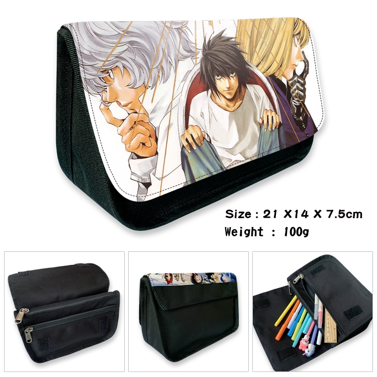 Death note Velcro canvas zipper pencil case Pencil Bag 21×14×7.5cm