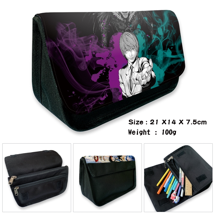 Death note Velcro canvas zipper pencil case Pencil Bag 21×14×7.5cm