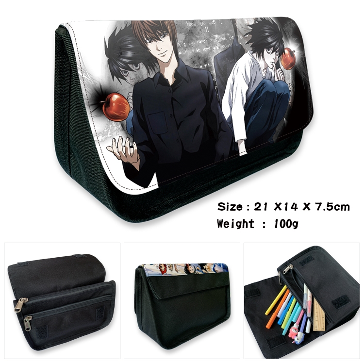 Death note Velcro canvas zipper pencil case Pencil Bag 21×14×7.5cm