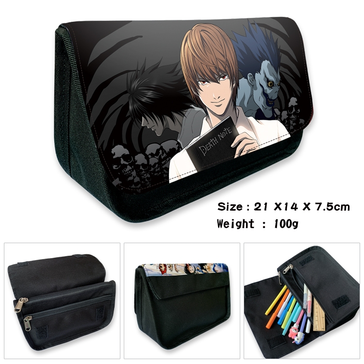 Death note Velcro canvas zipper pencil case Pencil Bag 21×14×7.5cm