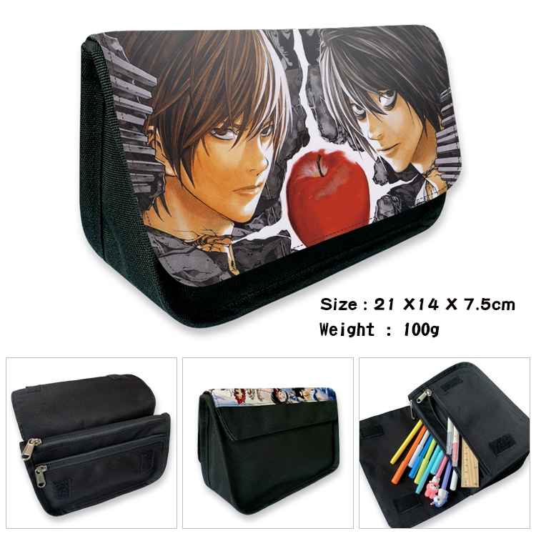 Death note Velcro canvas zipper pencil case Pencil Bag 21×14×7.5cm