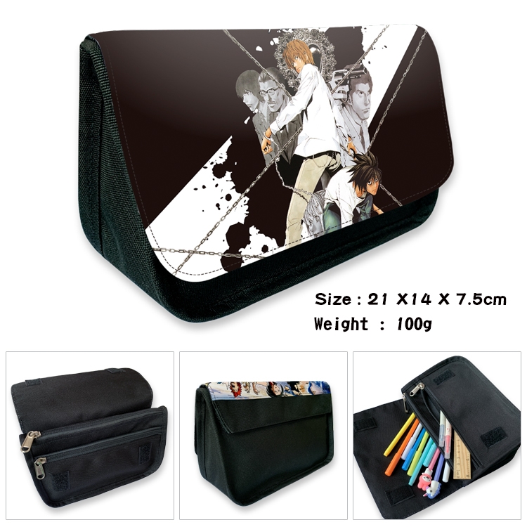 Death note Velcro canvas zipper pencil case Pencil Bag 21×14×7.5cm