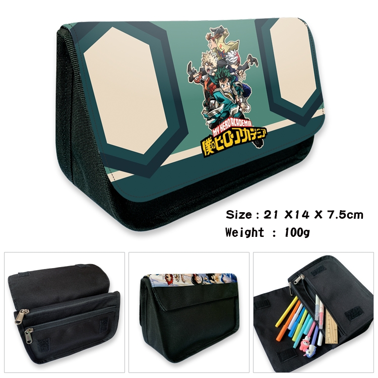My Hero Academia Velcro canvas zipper pencil case Pencil Bag 21×14×7.5cm