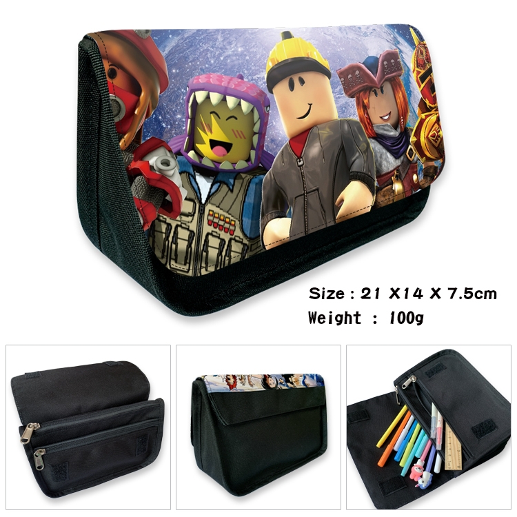 Robllox Velcro canvas zipper pencil case Pencil Bag 21×14×7.5cm