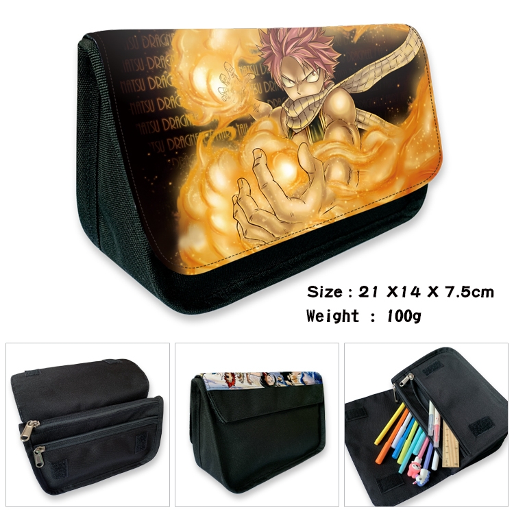 Fairy tail Velcro canvas zipper pencil case Pencil Bag 21×14×7.5cm