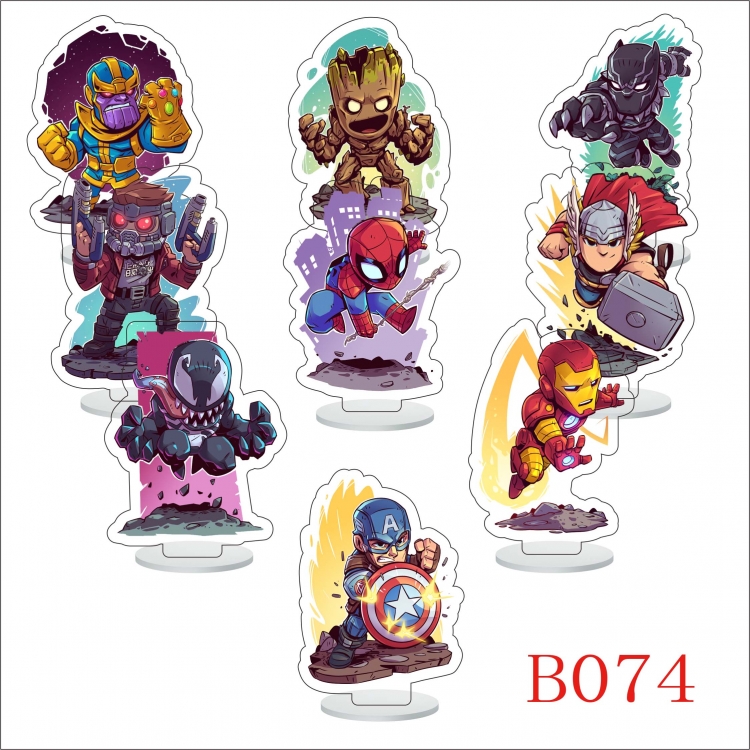 American movie Marvel Character acrylic Small Standing Plates  Keychain 6cm a set of 9 B074