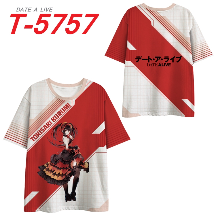 Date-A-Live Anime Peripheral Full Color Milk Silk Short Sleeve T-Shirt from S to 6XL T-5757