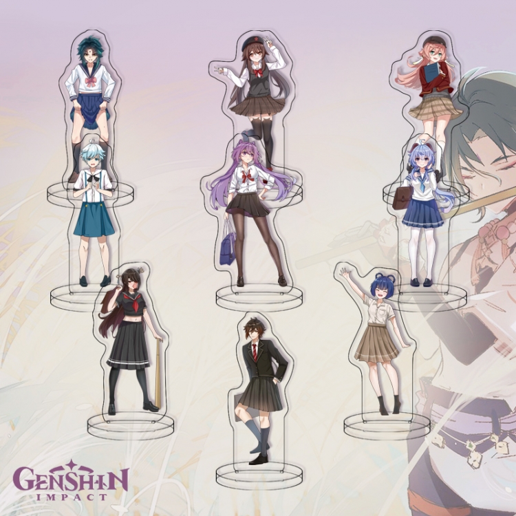 Genshin Impact Anime transparent acrylic Standing Plates Keychain 6cm a set of 9 price for 2 pcs