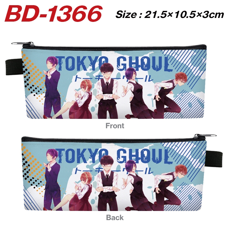 Tokyo Ghoul Anime Peripheral PU Leather Zipper Pencil Case Stationery Box 21.5X10.5X3CM BD-1366