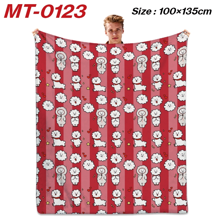BTS Star Flannel Blanket Air Conditioning Quilt Double Sided Printing 100x135cm MT-0123