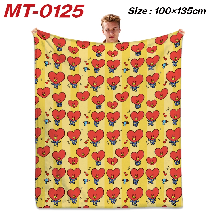 BTS Star Flannel Blanket Air Conditioning Quilt Double Sided Printing 100x135cm MT-0125