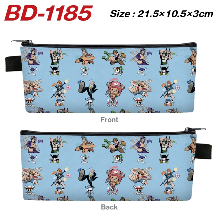 One Piece Anime Peripheral PU Leather Zipper Pencil Case Stationery Box 21.5X10.5X3CM BD-1185