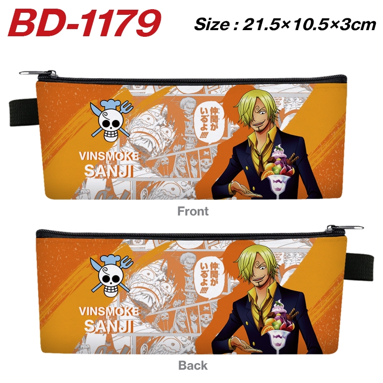 One Piece Anime Peripheral PU Leather Zipper Pencil Case Stationery Box 21.5X10.5X3CM BD-1179