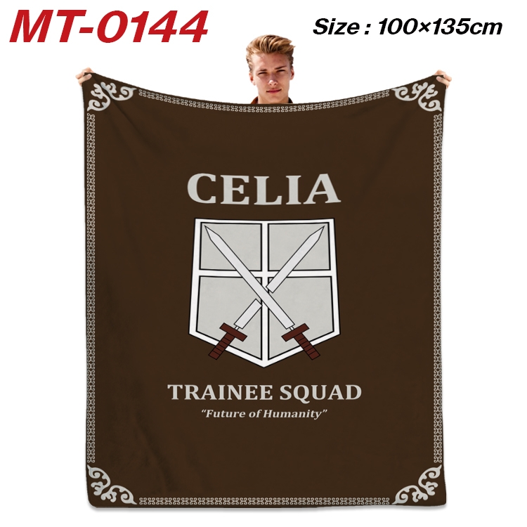 Shingeki no Kyojin Anime Flannel Blanket Air Conditioning Quilt Double Sided Printing 100x135cm MT-0144
