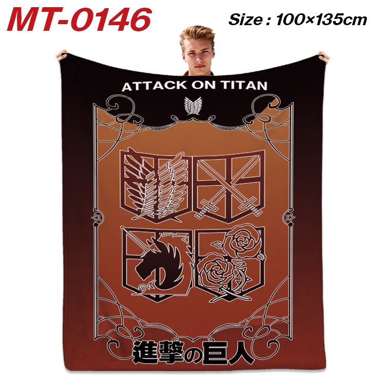Shingeki no Kyojin Anime Flannel Blanket Air Conditioning Quilt Double Sided Printing 100x135cm MT-0146