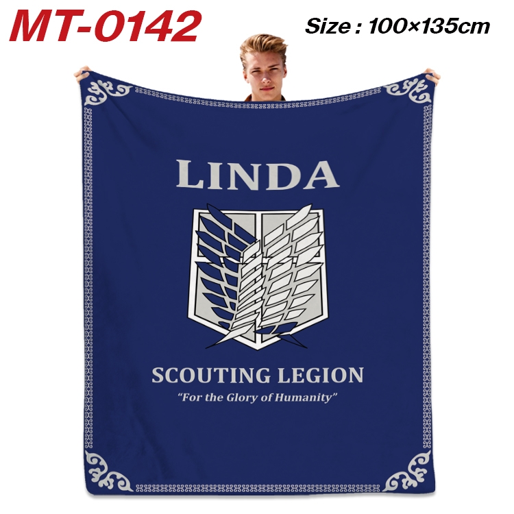 Shingeki no Kyojin Anime Flannel Blanket Air Conditioning Quilt Double Sided Printing 100x135cm MT-0142