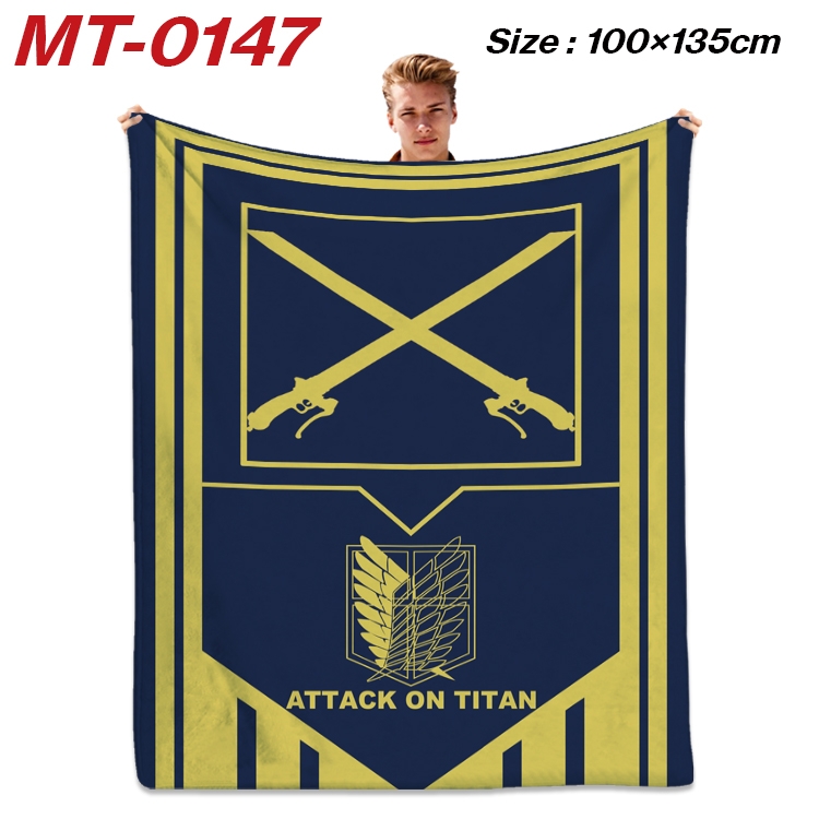 Shingeki no Kyojin Anime Flannel Blanket Air Conditioning Quilt Double Sided Printing 100x135cm MT-0147