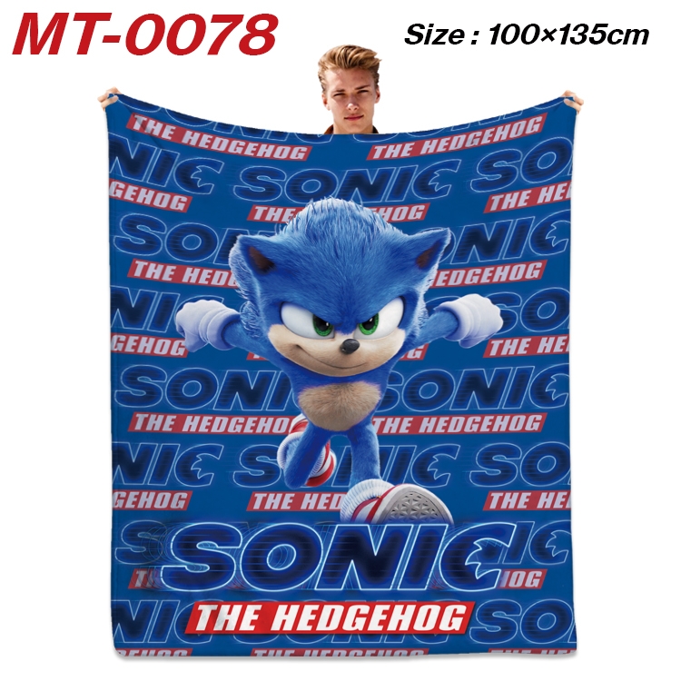 Sonic the Hedgehog Anime Flannel Blanket Air Conditioning Quilt Double Sided Printing 100x135cm  MT-0078 