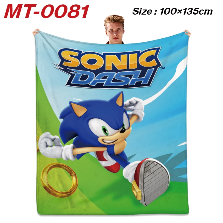 Sonic the Hedgehog Anime Flannel Blanket Air Conditioning Quilt Double Sided Printing 100x135cm MT-0081