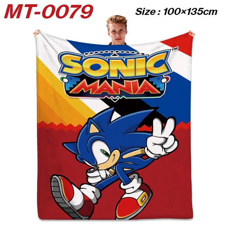 Sonic the Hedgehog Anime Flannel Blanket Air Conditioning Quilt Double Sided Printing 100x135cm MT-0079
