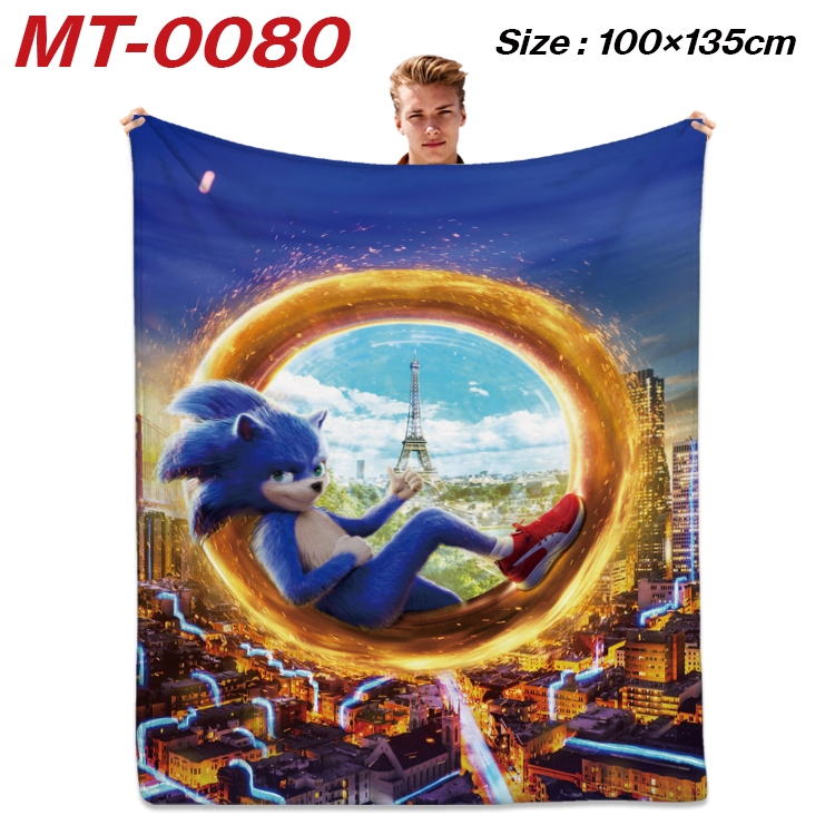 Sonic the Hedgehog Anime Flannel Blanket Air Conditioning Quilt Double Sided Printing 100x135cm  MT-0080
