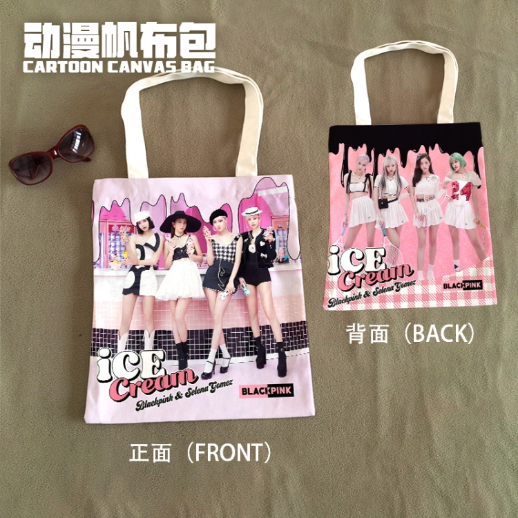 BLACK PINK Movie Star Canvas Bag Shoulder Shopping Bag 33x37cm