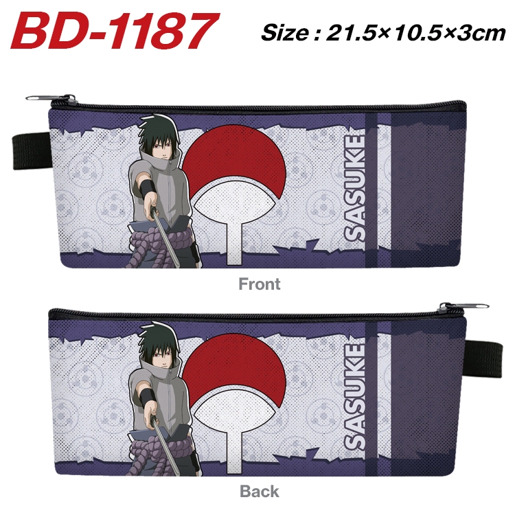 Naruto Anime Peripheral PU Leather Zipper Pencil Case Stationery Box 21.5X10.5X3CM BD-1187