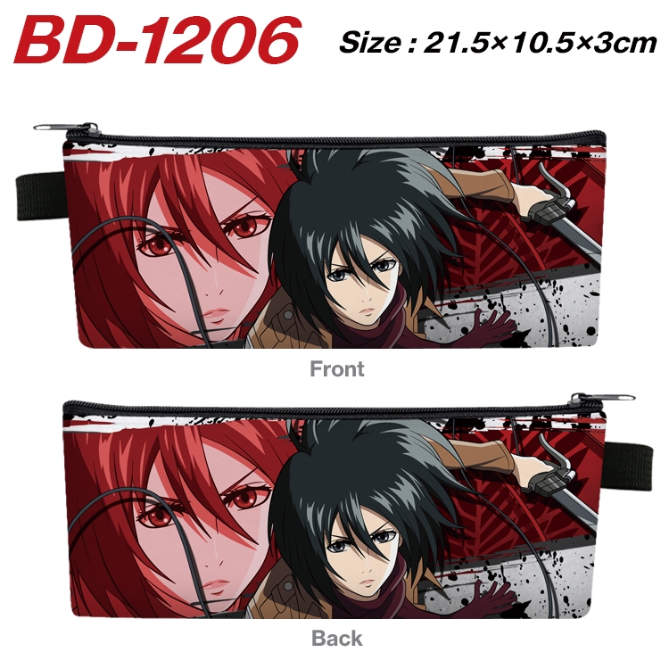 Shingeki no Kyojin Anime Peripheral PU Leather Zipper Pencil Case Stationery Box 21.5X10.5X3CM BD-1206