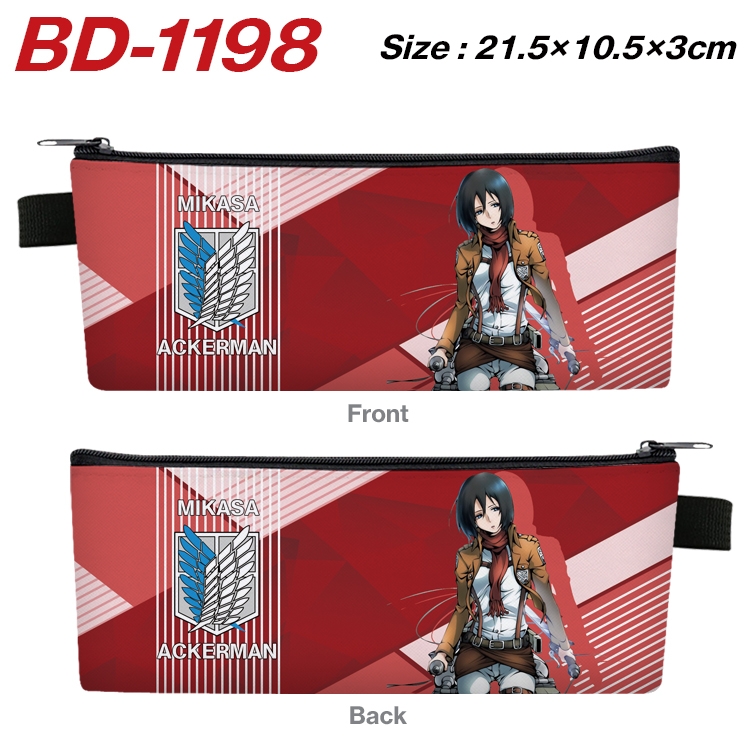 Shingeki no Kyojin Anime Peripheral PU Leather Zipper Pencil Case Stationery Box 21.5X10.5X3CM BD-1198