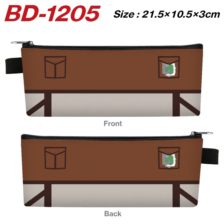 Shingeki no Kyojin Anime Peripheral PU Leather Zipper Pencil Case Stationery Box 21.5X10.5X3CM BD-1205