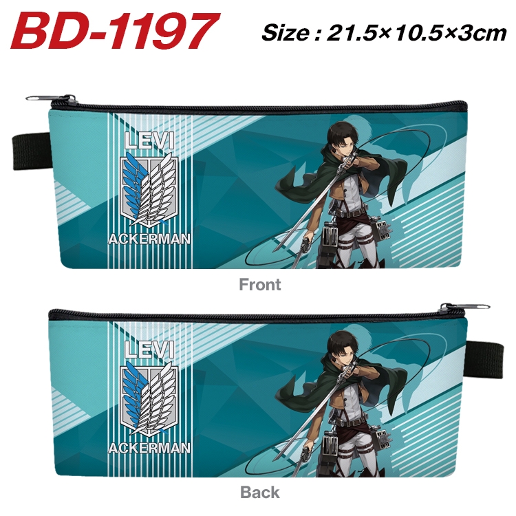 Shingeki no Kyojin Anime Peripheral PU Leather Zipper Pencil Case Stationery Box 21.5X10.5X3CM BD-1197