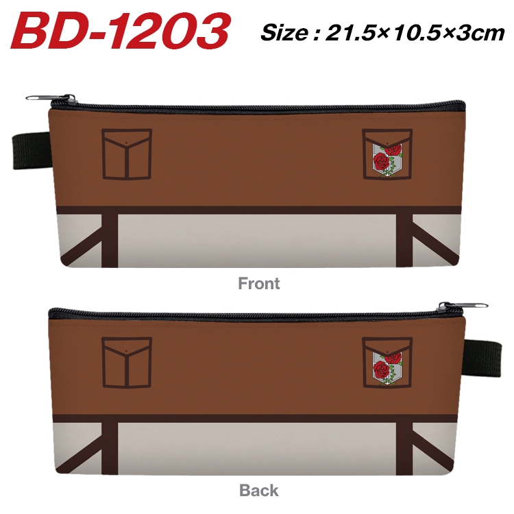 Shingeki no Kyojin Anime Peripheral PU Leather Zipper Pencil Case Stationery Box 21.5X10.5X3CM BD-1203