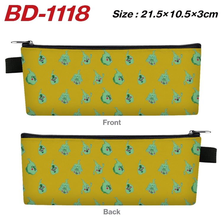 Mob Psycho 100 Anime Peripheral PU Leather Zipper Pencil Case Stationery Box 21.5X10.5X3CM BD-1118