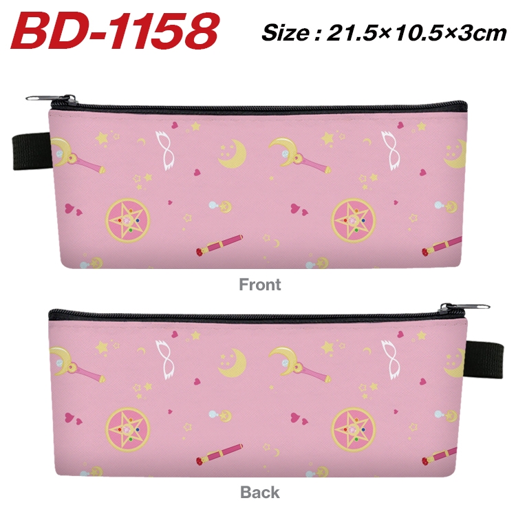 sailormoon Anime Peripheral PU Leather Zipper Pencil Case Stationery Box 21.5X10.5X3CM BD-1158