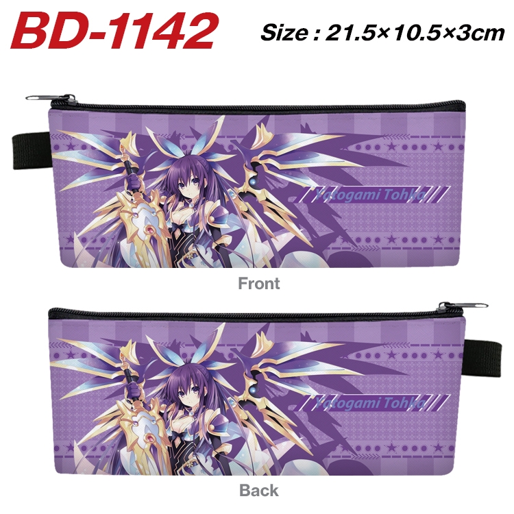 Date-A-Live Anime Peripheral PU Leather Zipper Pencil Case Stationery Box 21.5X10.5X3CM BD-1142