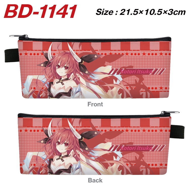 Date-A-Live Anime Peripheral PU Leather Zipper Pencil Case Stationery Box 21.5X10.5X3CM BD-1141