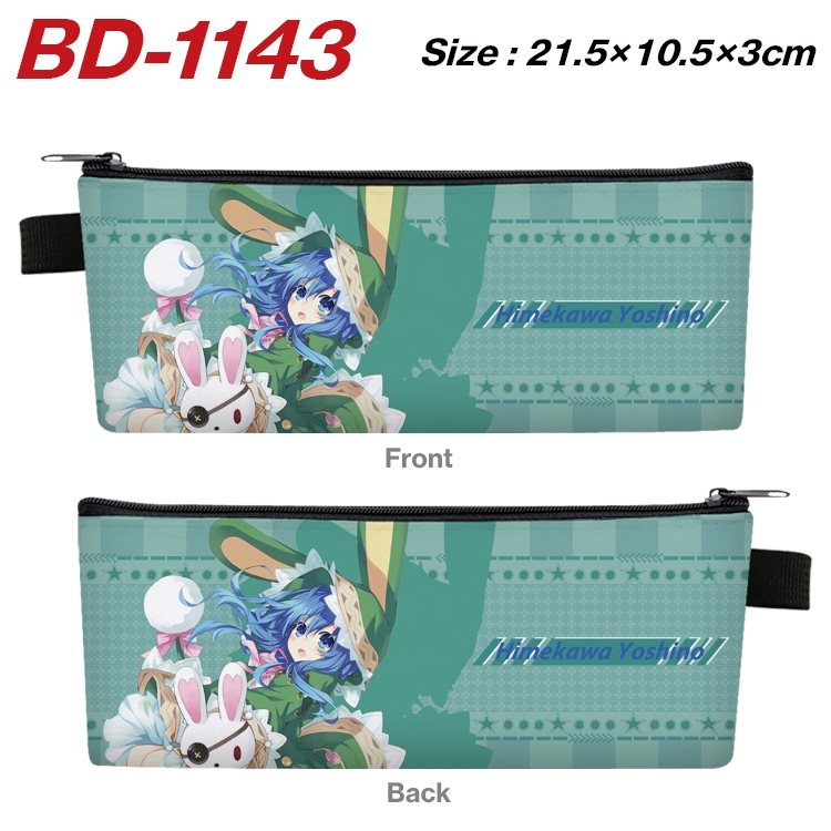 Date-A-Live Anime Peripheral PU Leather Zipper Pencil Case Stationery Box 21.5X10.5X3CM BD-1143