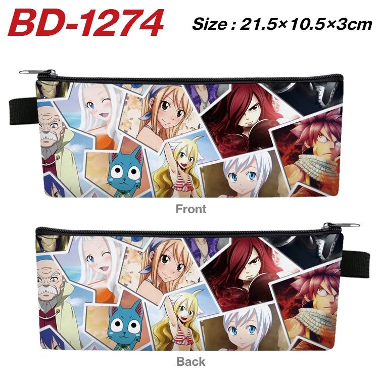 Fairy tail Anime Peripheral PU Leather Zipper Pencil Case Stationery Box 21.5X10.5X3CM  BD-1274