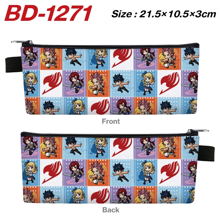 Fairy tail Anime Peripheral PU Leather Zipper Pencil Case Stationery Box 21.5X10.5X3CM  BD-1271