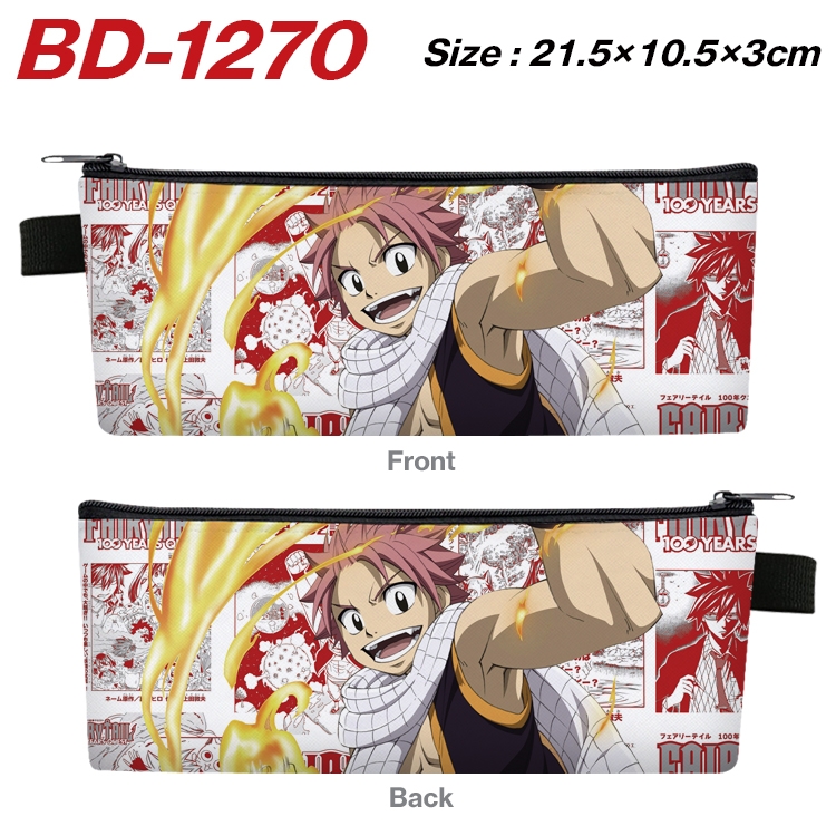 Fairy tail Anime Peripheral PU Leather Zipper Pencil Case Stationery Box 21.5X10.5X3CM BD-1270