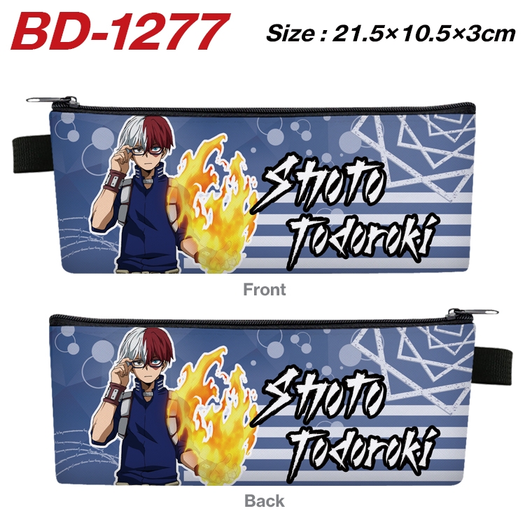My Hero Academia Anime Peripheral PU Leather Zipper Pencil Case Stationery Box 21.5X10.5X3CM BD-1277