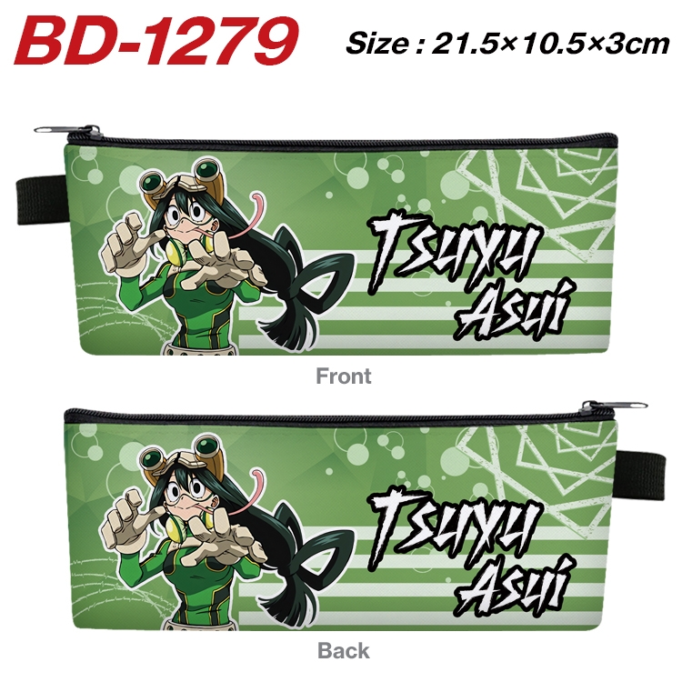 My Hero Academia Anime Peripheral PU Leather Zipper Pencil Case Stationery Box 21.5X10.5X3CM BD-1279